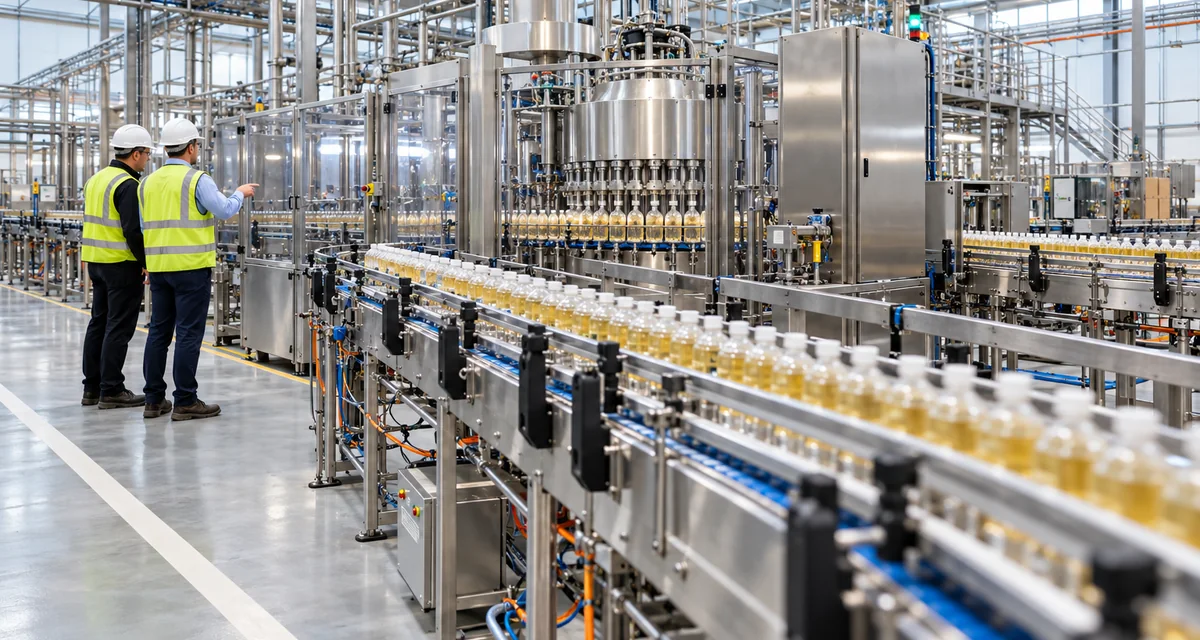 Representative image of a stainless-steel beverage production line